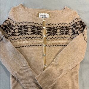 Vintage Abercrombie Wool Fair Isle Small Cardigan Brown (fits like small)